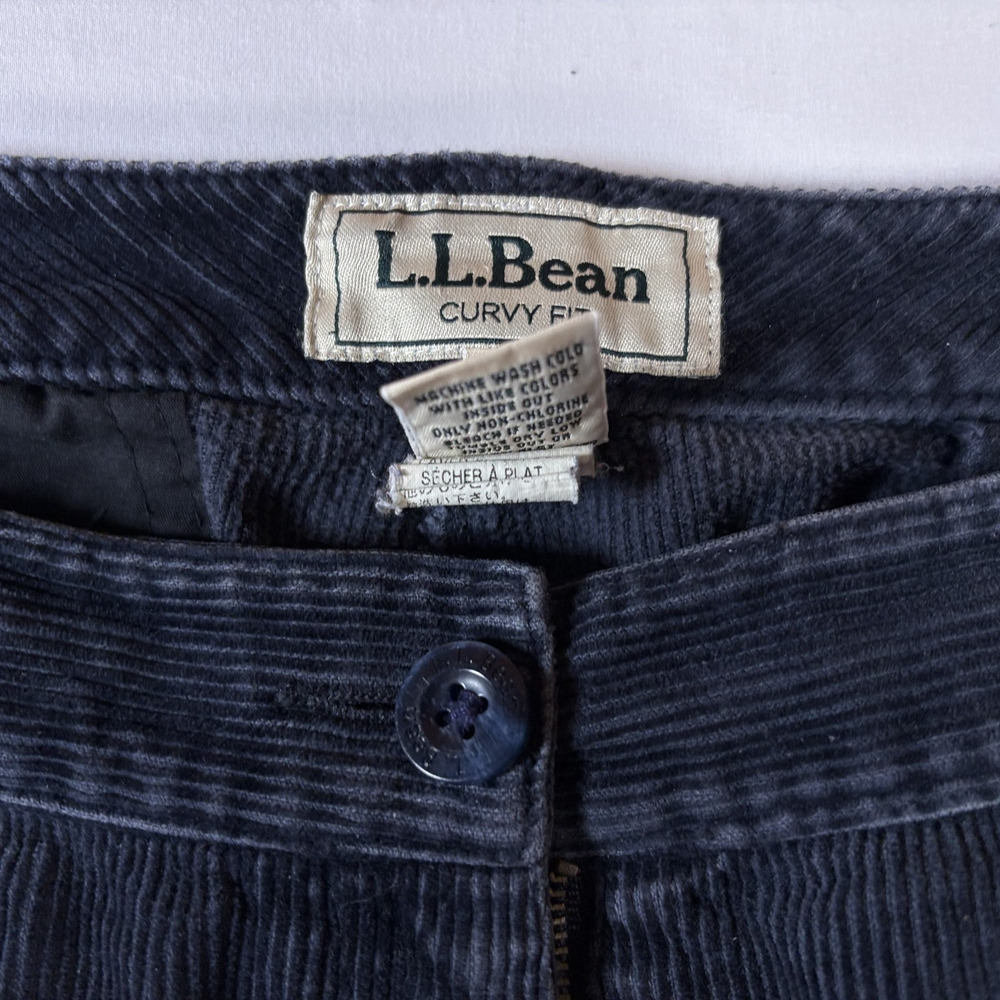 Vintage 90s LL Bean Corduroy Pants Curvy Fit Womens Pants Navy Blue Size 12 - Picture 5 of 16